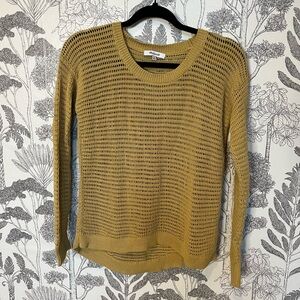 Madewell green open knit pull over sweater sz xs